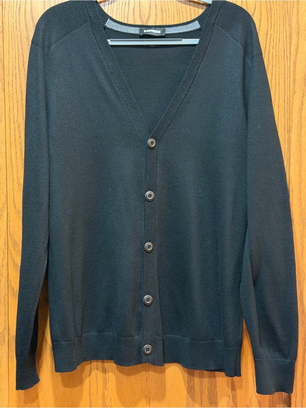 Express Men’s Black V-Neck Button Cardigan